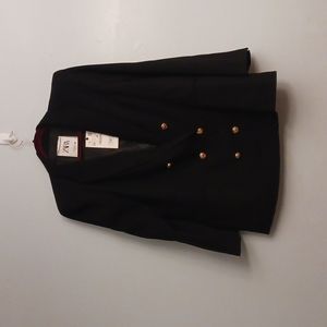 Zara XXL women's black double breast jacket with shoulder pad .